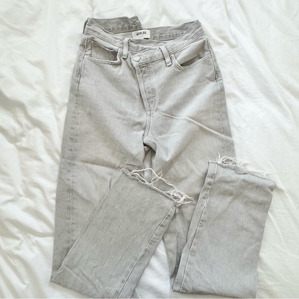 Agolde Gray Asymmetrical Jeans